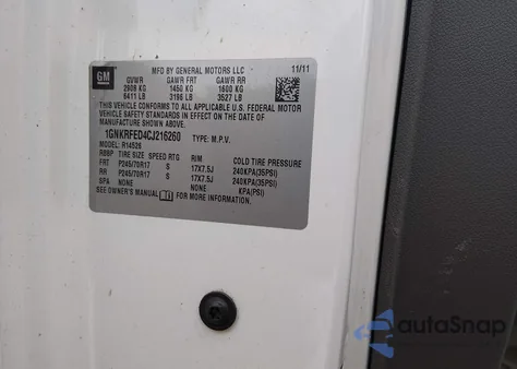 2012 Chevrolet Traverse Ls z USA, uszkodzony, nr VIN 1GNKRFED4CJ216260